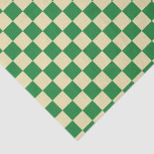チェック模様の深緑色およびベージュ 薄葉紙 (詳細)