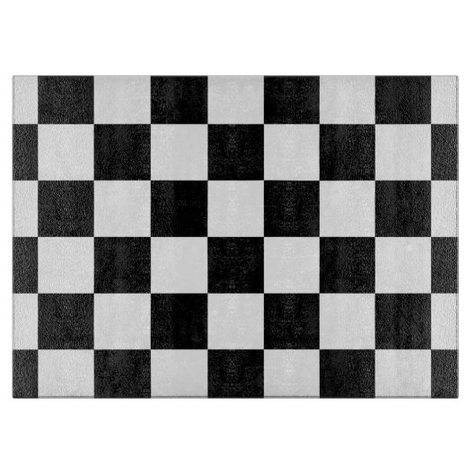 チェック模様の白黒 カッティングボード (正面)