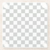 チェック模様の白黒 ガラスコースター (裏面)