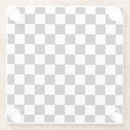 チェック模様の白黒 ガラスコースター (裏面)