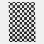 チェック模様の白黒 キッチンタオル (縦)