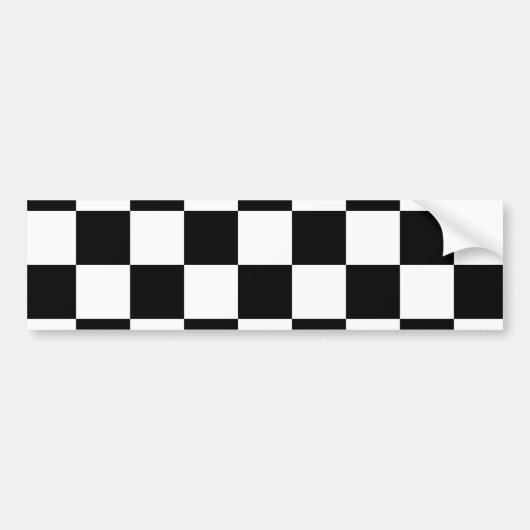 チェック模様の白黒 バンパーステッカー (正面)