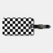 チェック模様の白黒 ラゲッジタグ (裏面横)