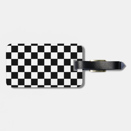 チェック模様の白黒 ラゲッジタグ (裏面横)