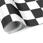 チェック模様の白黒 ラッピングペーパー (ロールコーナー)