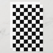 チェック模様の白黒 便箋 (正面/裏面)