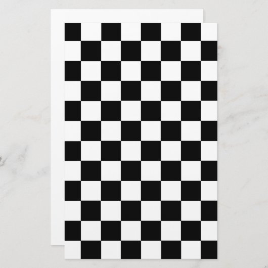 チェック模様の白黒 便箋 (正面/裏面)