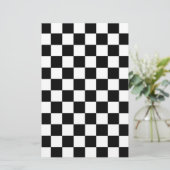 チェック模様の白黒 便箋 (スタンド正面)