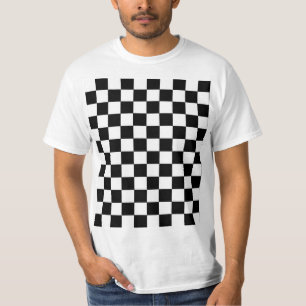 チェック模様の白黒 Tシャツ