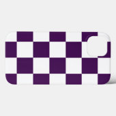 チェック模様の紫色および白い Case-Mate iPhoneケース (裏面 (横))