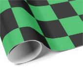 チェック模様の緑および黒い ラッピングペーパー (ロールコーナー)
