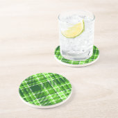 チェック模様の緑色パターン コースター (側面)