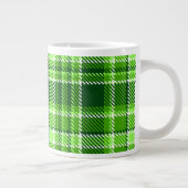 チェック模様の緑色パターン ジャンボコーヒーマグカップ (右)