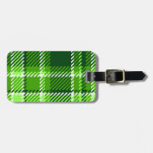 チェック模様の緑色パターン ラゲッジタグ (正面横)