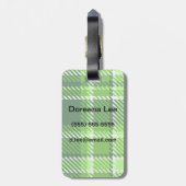 チェック模様の緑色パターン ラゲッジタグ (裏面縦)