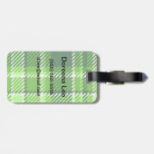 チェック模様の緑色パターン ラゲッジタグ (裏面横)