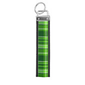 チェック模様の緑色パターン リストバンドキーホルダー (鍵トップ)