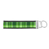 チェック模様の緑色パターン リストバンドキーホルダー (鍵右)