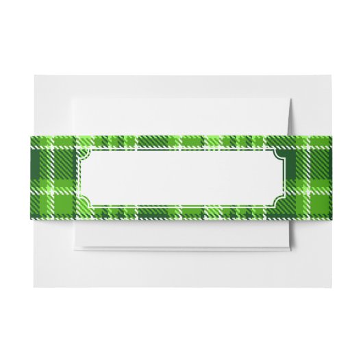 チェック模様の緑色パターン 招待状ベリーバンド (正面例)