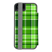 チェック模様の緑色パターン INCIPIO iPhoneウォレットケース (フォリオ裏面)