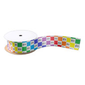 チェック模様の虹および音符 サテンリボン (リール)