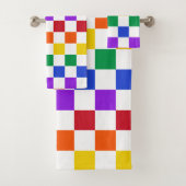 チェック模様の虹の格子縞のカラフル バスタオルセット (インサイチュ)