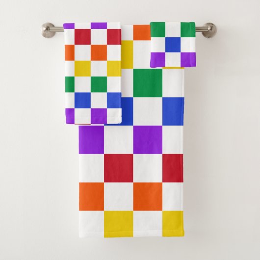 チェック模様の虹の格子縞のカラフル バスタオルセット (インサイチュ)