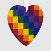 チェック模様の虹 オーナメント (正面)
