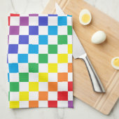チェック模様の虹 キッチンタオル (四つ折り)