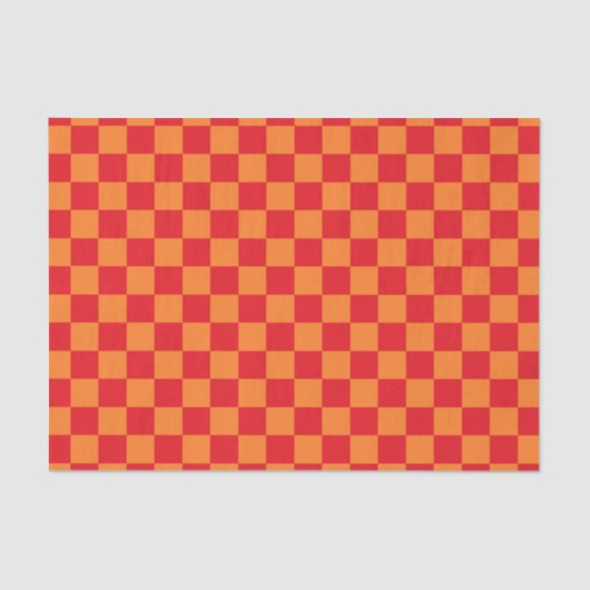 チェック模様の赤いおよびオレンジ 薄葉紙 (正面)