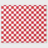 チェック模様の赤と白 ラッピングペーパー (フラット)