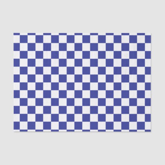 チェック模様の青および白い 薄葉紙 (正面)