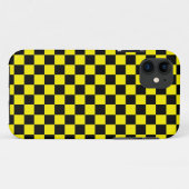 チェック模様の黒くおよび黄色 Case-Mate iPhoneケース (裏面(横))