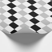 チェック模様の黒、白および灰色 ラッピングペーパー (角)