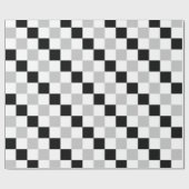 チェック模様の黒、白および灰色 ラッピングペーパー (フラット)