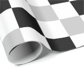 チェック模様の黒、白および灰色 ラッピングペーパー (ロールコーナー)