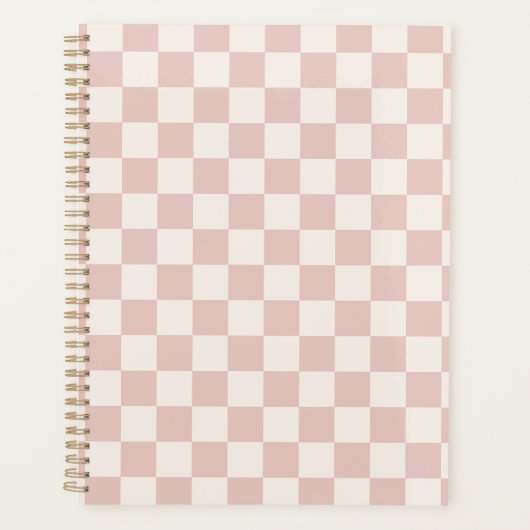 チェック淡い色のベージュ市松模様にパターンのチェッカー プランナー手帳 (正面)
