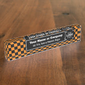 チェック済みオレンジとブラック – ビジネスモダンスタイル デスクネームプレート (側面)