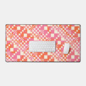 チェック済み、チェック – ピンク、オレンジ、クリーム デスクマット (キーボード&マウス)