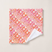 チェック済み、チェック – ピンク、オレンジ、クリーム バスタオルセット (ウォッシュタオル)