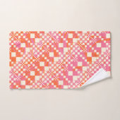 チェック済み、チェック – ピンク、オレンジ、クリーム バスタオルセット (ハンドタオル)