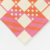 チェック済み、チェック – ピンク、オレンジ、クリーム フリースブランケット (角)