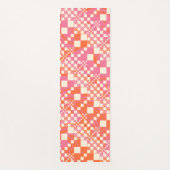 チェック済み、チェック – ピンク、オレンジ、クリーム ヨガマット (正面)