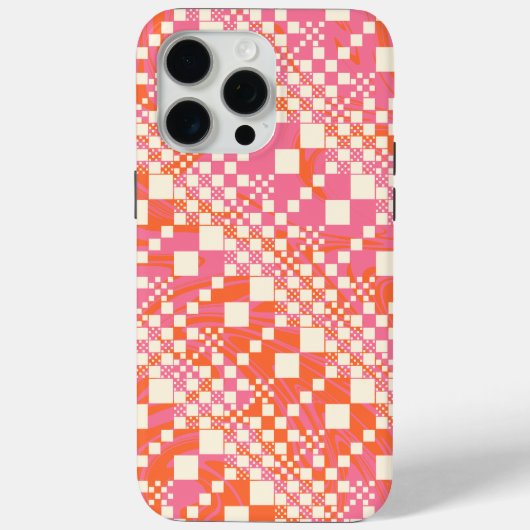 チェック済み、チェック – ピンク、オレンジ、クリーム Case-Mate iPhoneケース (裏面)