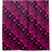 チェック済み、チェック – マゼンタとブラック シャワーカーテン (正面)