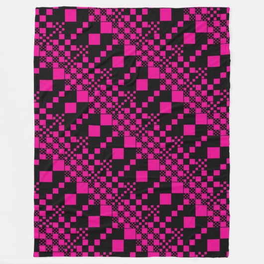 チェック済み、チェック – マゼンタとブラック フリースブランケット (正面)
