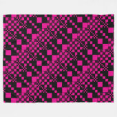 チェック済み、チェック – マゼンタとブラック フリースブランケット (正面(横))