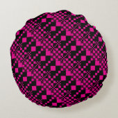 チェック済み、チェック – マゼンタとブラック ラウンドクッション (裏面)
