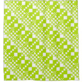 チェック済み、チェック – ライムグリーンとホワイト シャワーカーテン (正面)