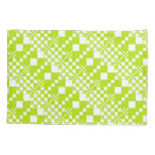 チェック済み、チェック – ライムグリーンとホワイト 枕カバー (裏面-左)